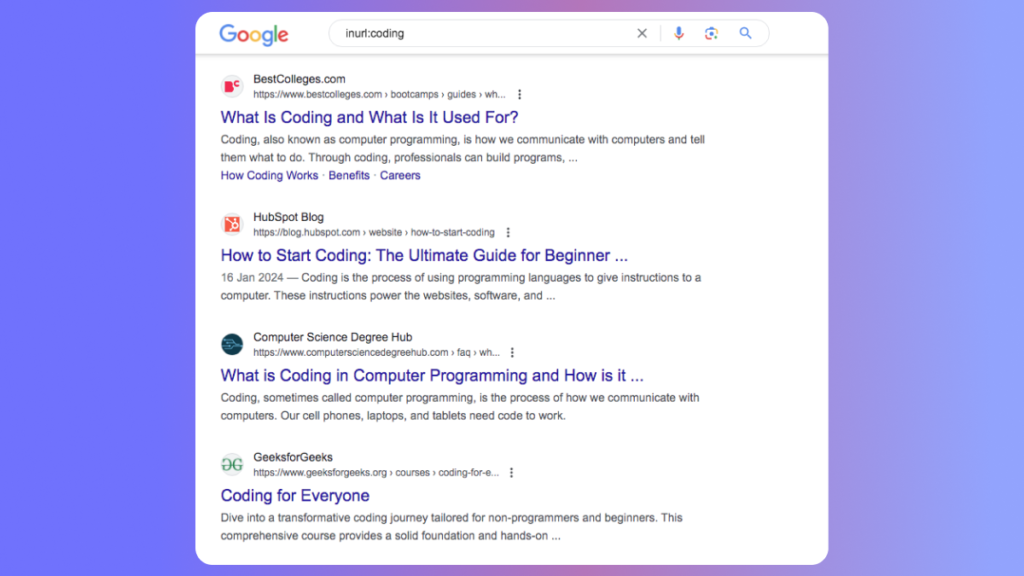 InURL operator in Google Advanced Search