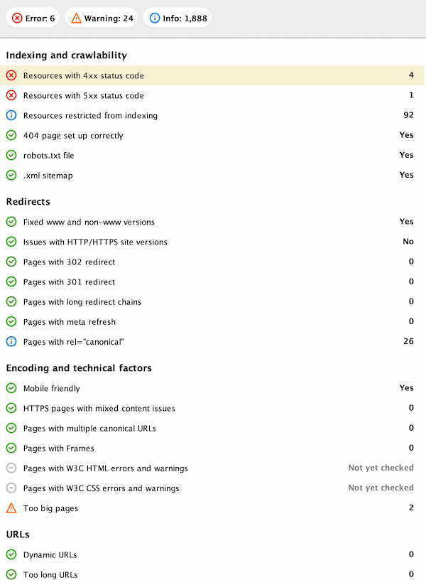 List of status code errors on a website